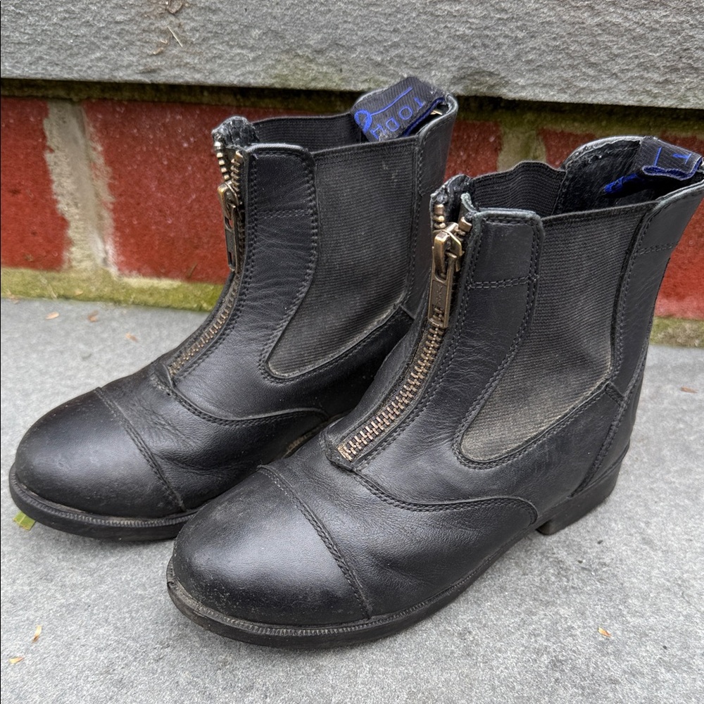 Todhpurs Black Leather Zip-Up Riding Boots